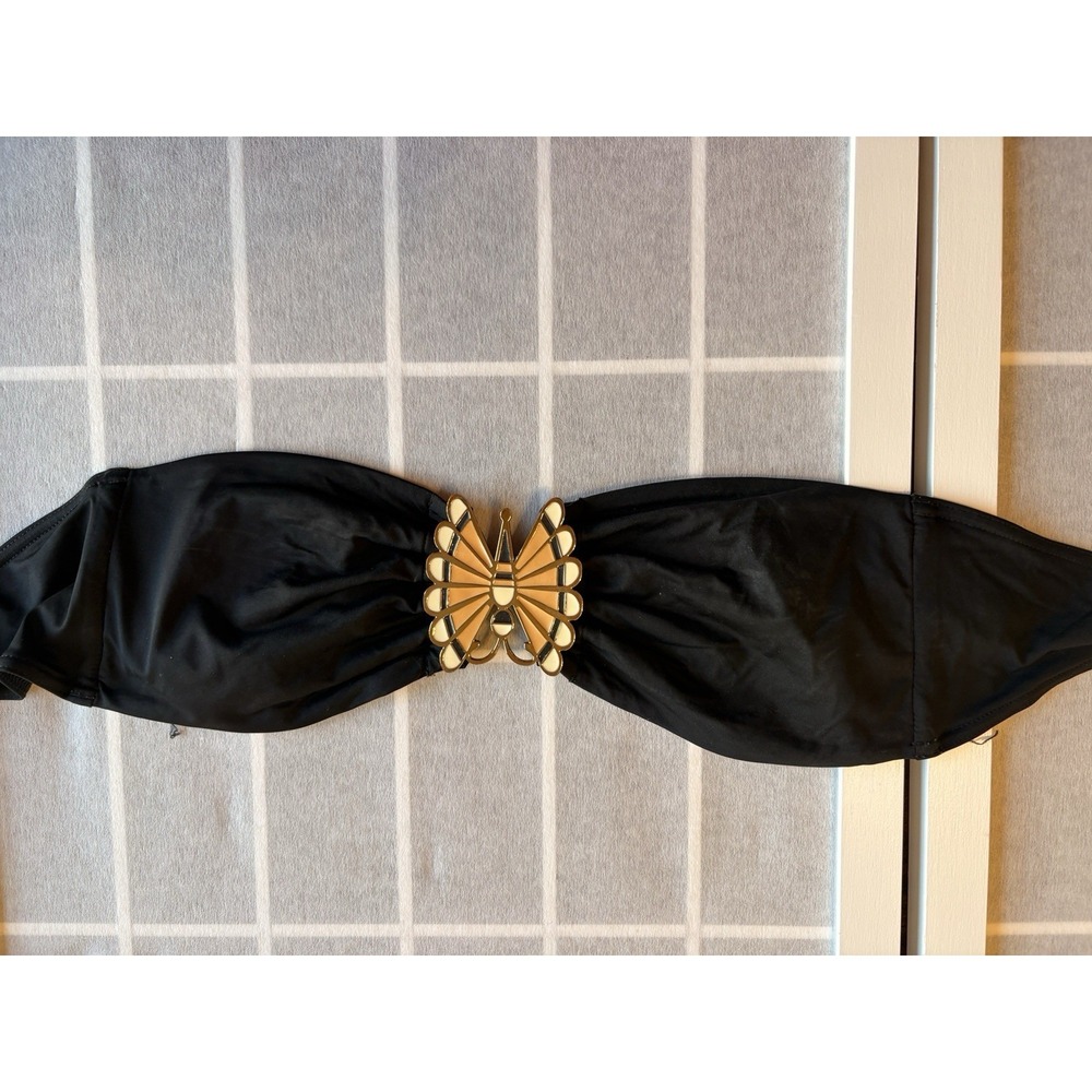 Vintage Y2K Victoria's Secret Bandeau Black Metal Butterfly Sz L Fits Like Small